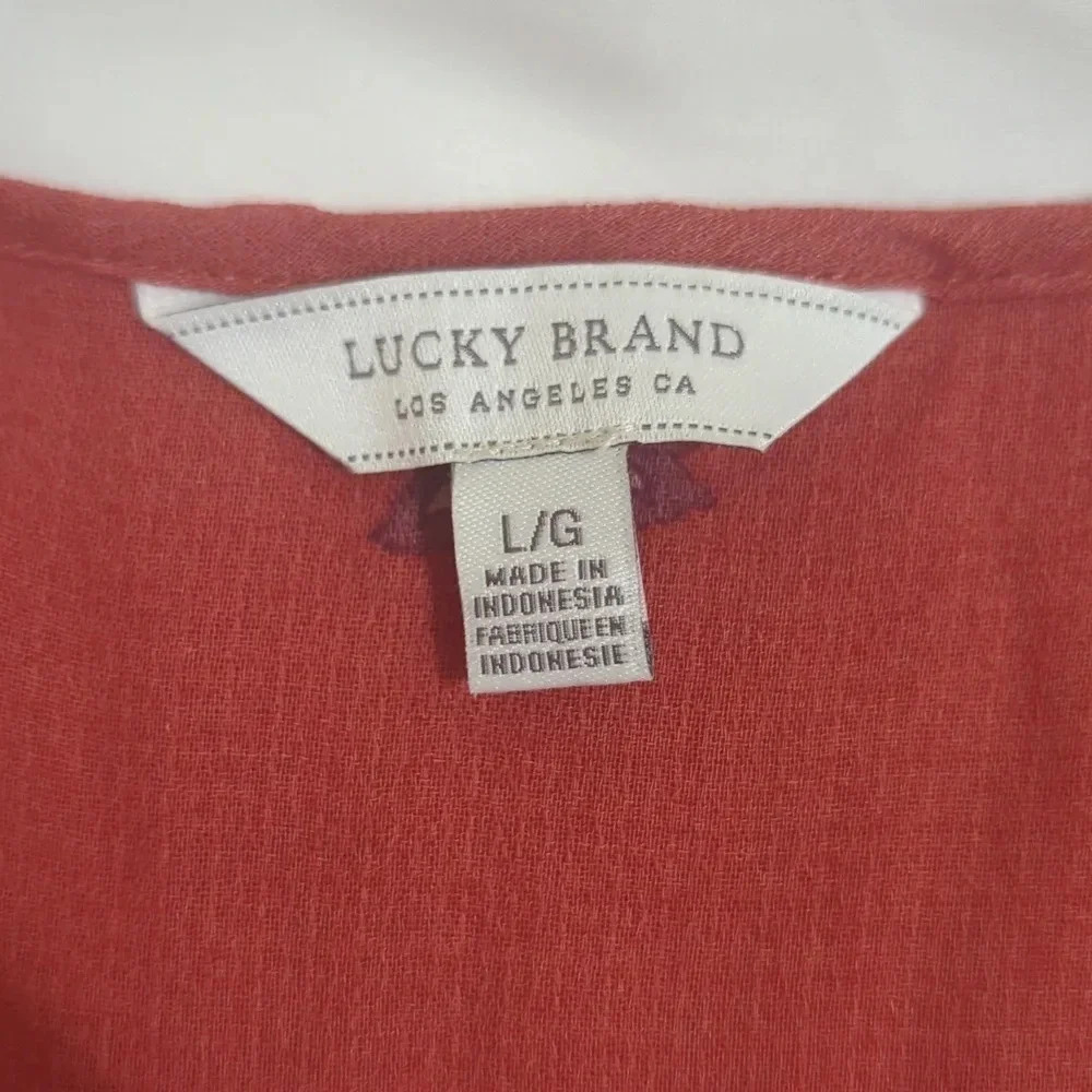 Lucky Brand Floral Peasant Top, Color Rust Size L - Picture 13 of 14